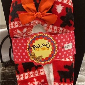 Red new house slippers size 9-11